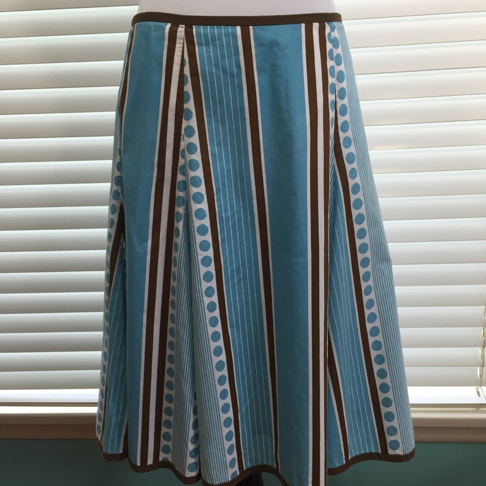 Boden Striped Polka Dot Cotton Skirt Size 10